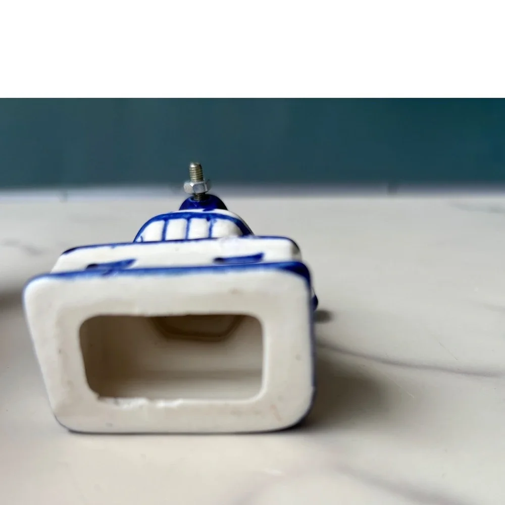 Delft Blue Ceramic Windmill Figurine Dutch Souvenir Miniature Moving Blades